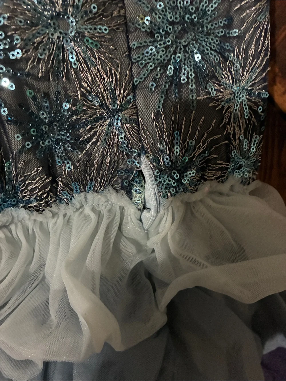 Sparkling Blue Layered Tulle Kids Costume Dress